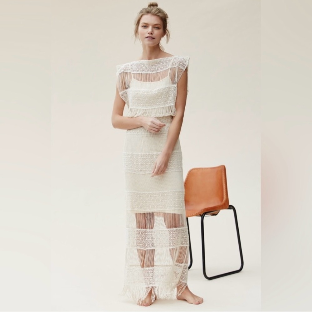 Anthropologie Cream Maxi Dress